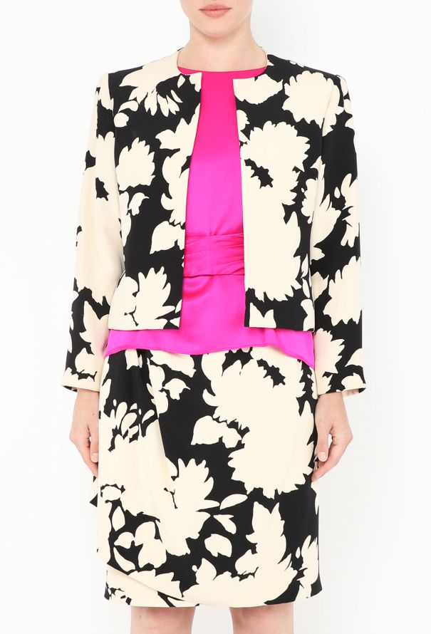 Saint Laurent Couture S/S 1991 Belted Floral Wrap Ensemble - 3