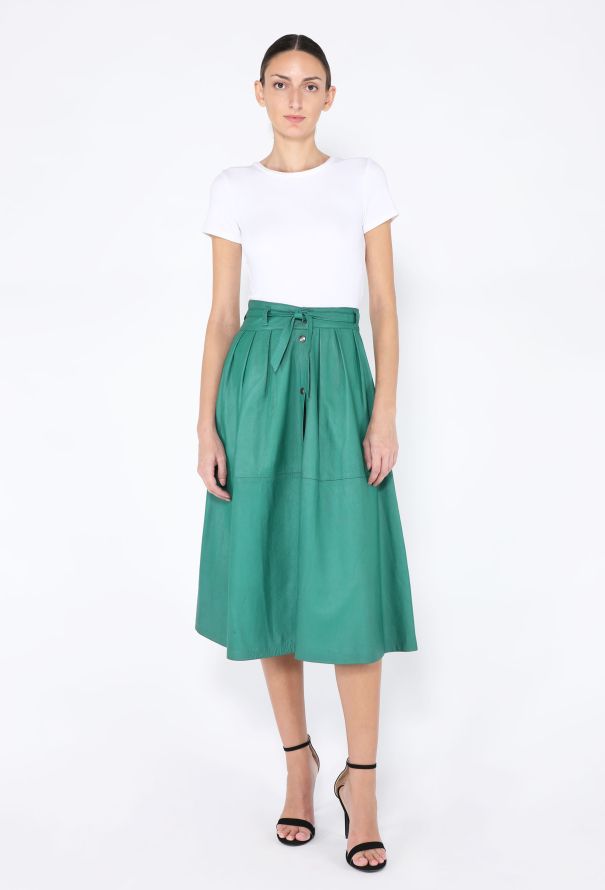 '80s Belted Leather Skirt - 2