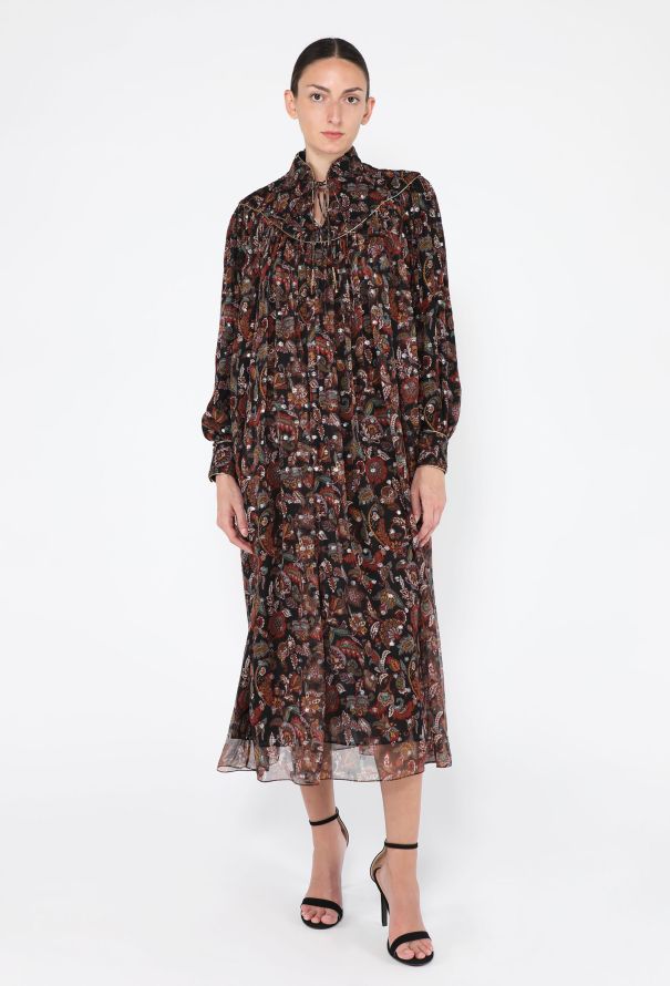 Céline Silk Paisley Prairie Dress, Resort 2021 - 3