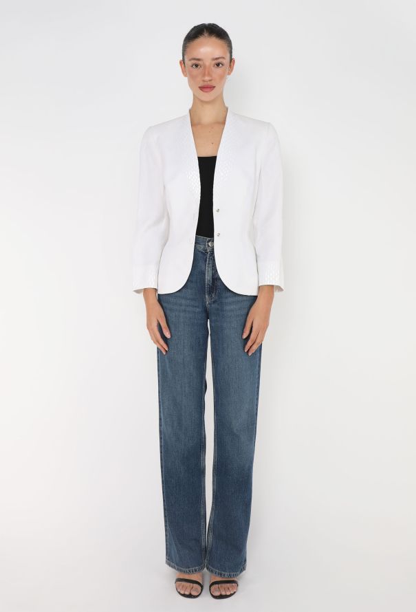 Thierry Mugler '90s Embossed Trim Cinched Blazer - 4