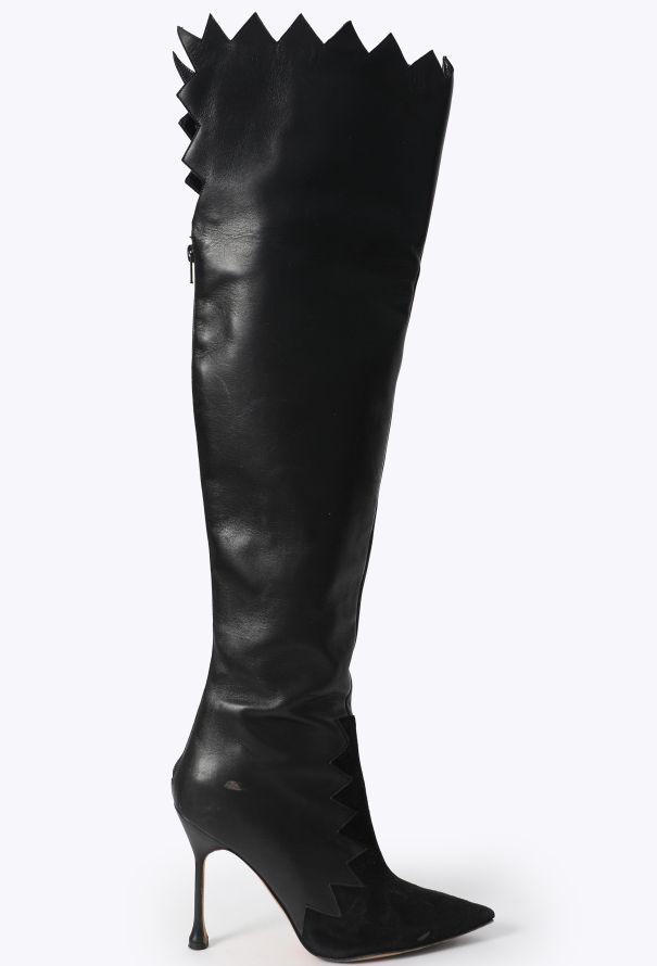 Manolo Blahnik '90s Knee-High Leather Boots - 1