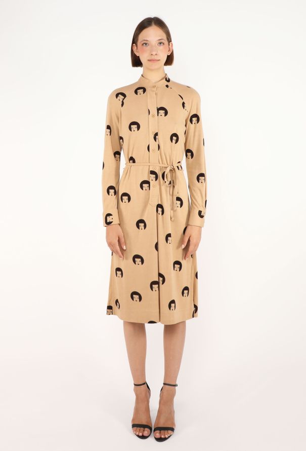 Lanvin Printed Jersey Belted Dress, 1970s - 2