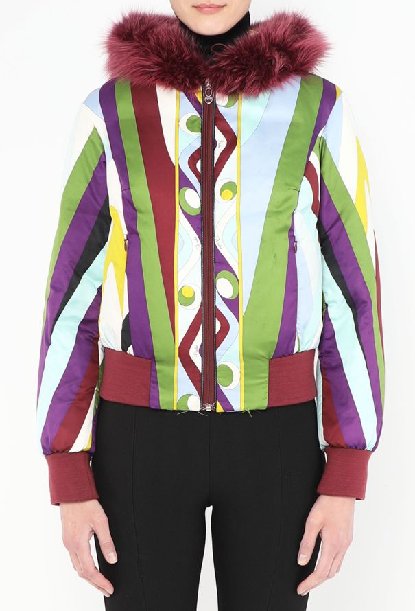 Emilio Pucci Graphic Rabbit Fur Hood Bomber - 1