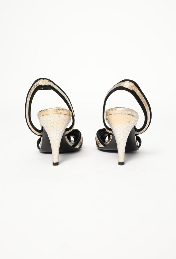 Chanel Metallic Python Slingback Heels - 5 Chanel Metallic Python Slingback Heels - 5