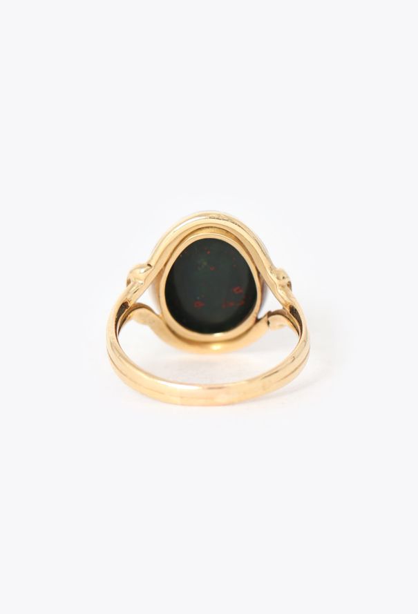 Vintage Fine Jewelry Antique 18K Yellow Gold  Intaglio Blood Jasper Ring - 4