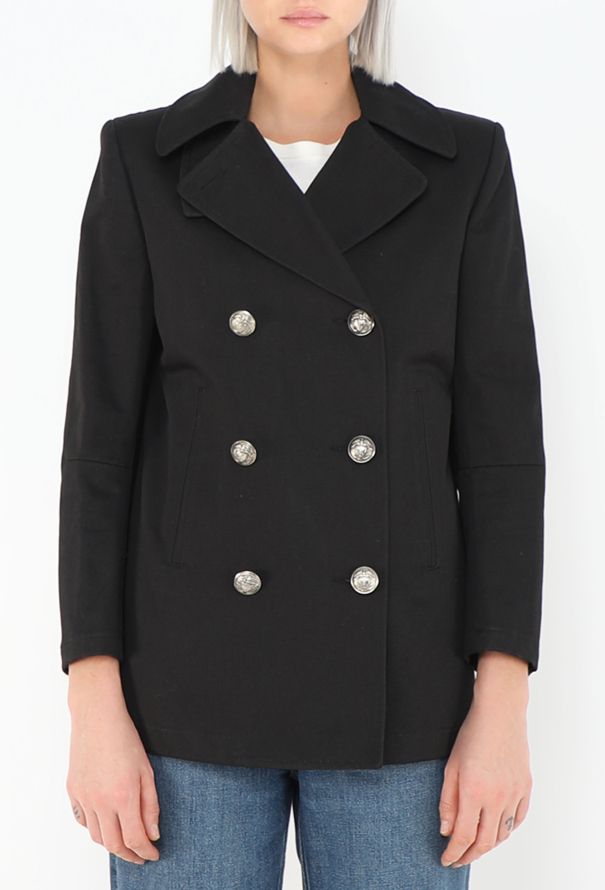 Balmain Classic Coat Of Arms Peacoat - 1