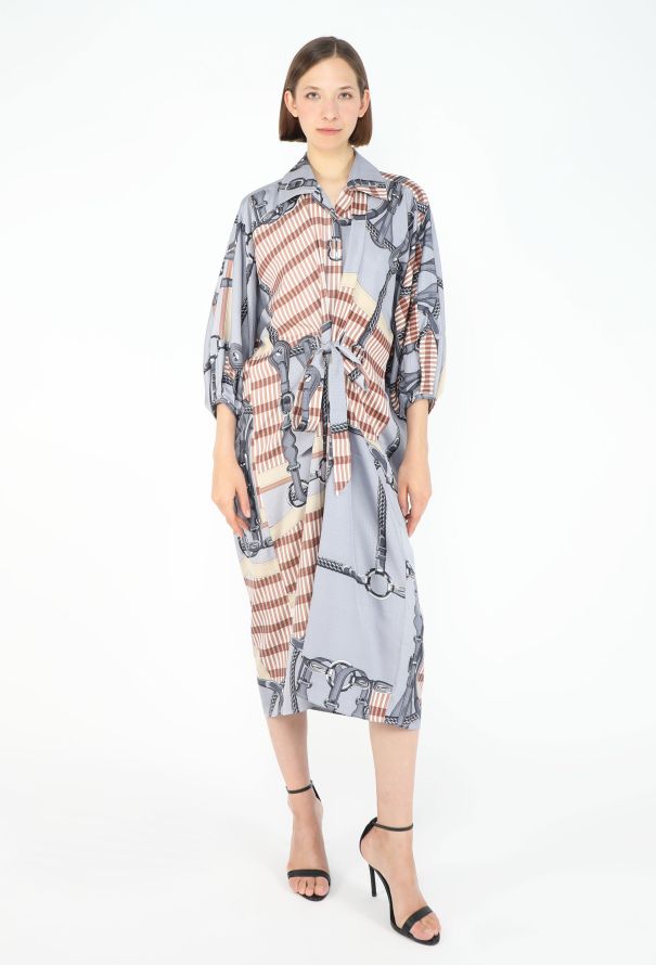 Hermès 2025 'Coaching Remix' Belted Silk Kaftan - 3