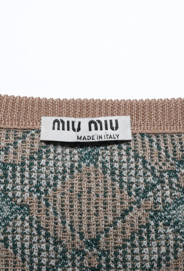 Miu Miu F/W 2020 Checkered Brooch Cardigan - 7