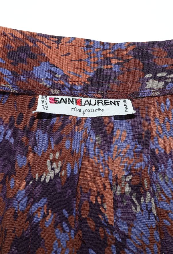 Saint Laurent 1973 Abstract Floral Pleated Ensemble - 7 Saint Laurent 1973 Abstract Floral Pleated Ensemble - 7