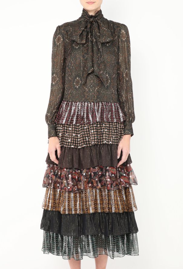 Céline F/W 2020 Ruffled Lamé Dress - 4