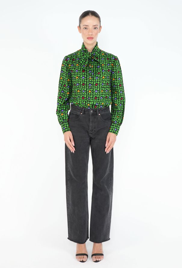 Saint Laurent '70s Clover Print Lavallière Blouse - 2