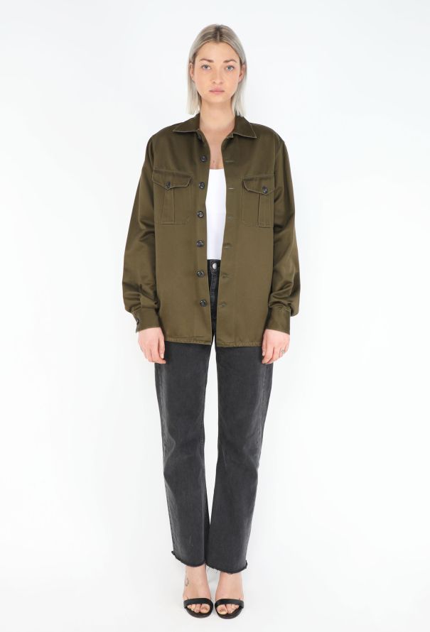 Loewe 2022 Khaki Sateen Overshirt - 2
