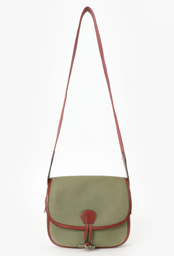 Hermès Khaki Canvas & Brown Courchevel Duffle Bag - 1
