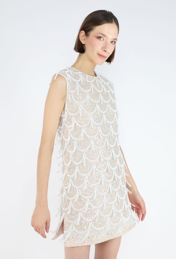 1960s Hand-Beaded Sequin Flapper Dress - 4