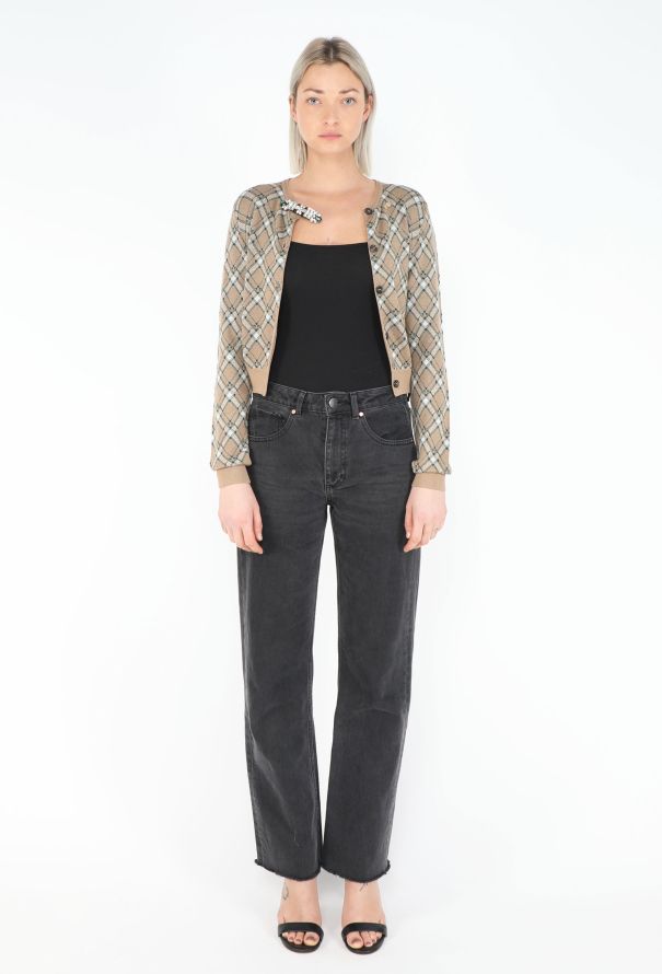 Miu Miu F/W 2020 Checkered Brooch Cardigan - 4