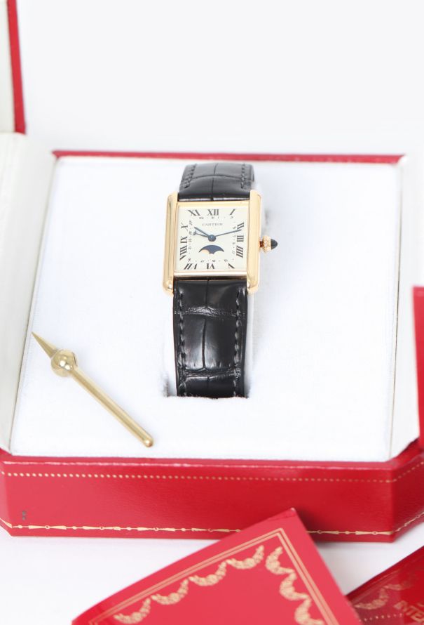 Cartier '90s 18k Yellow Gold Tank Louis Moonphase Watch - 6