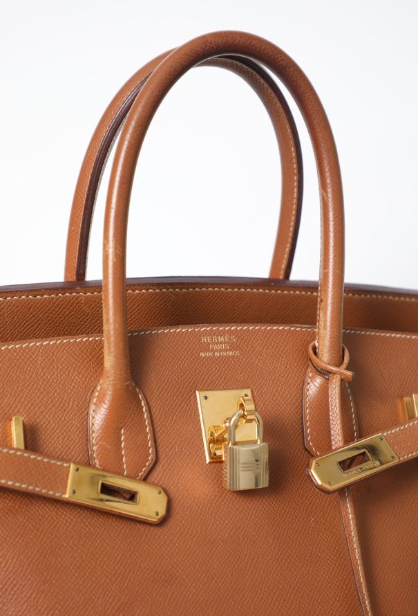 Hermès Beautifully Patinated Vintage Gold Courchevel Birkin 35 - 13