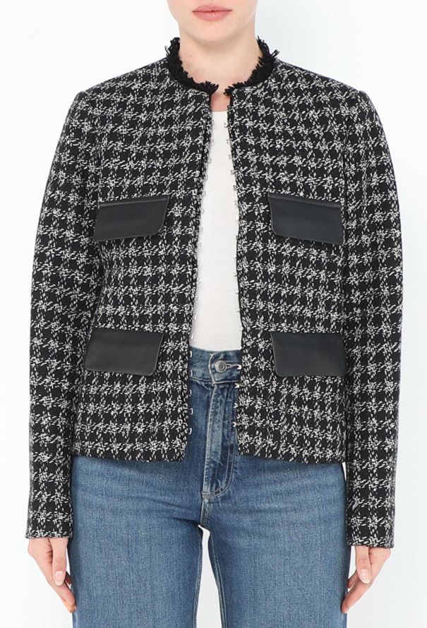 Louis Vuitton F/W 2017 Leather Pocket Tweed Jacket - 5