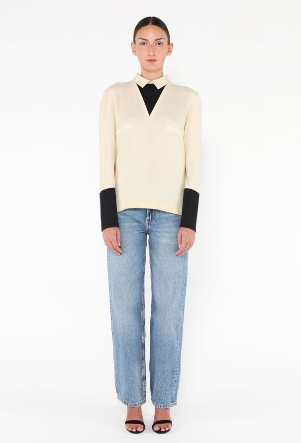 Valentino Vintage Bicolor Crêpe Blouse - 3