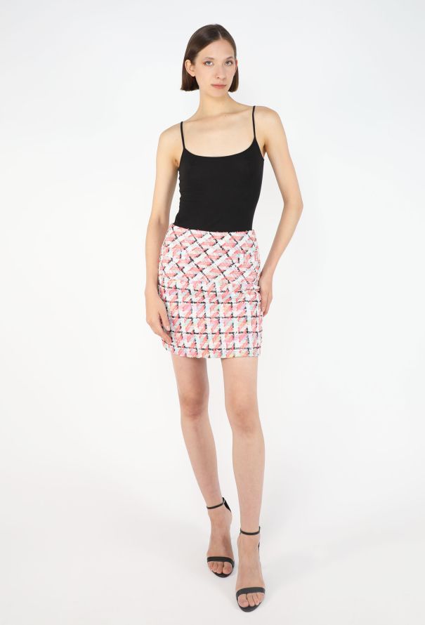 Chanel Houndstooth Tweed Mini Skirt, 1996 - 3