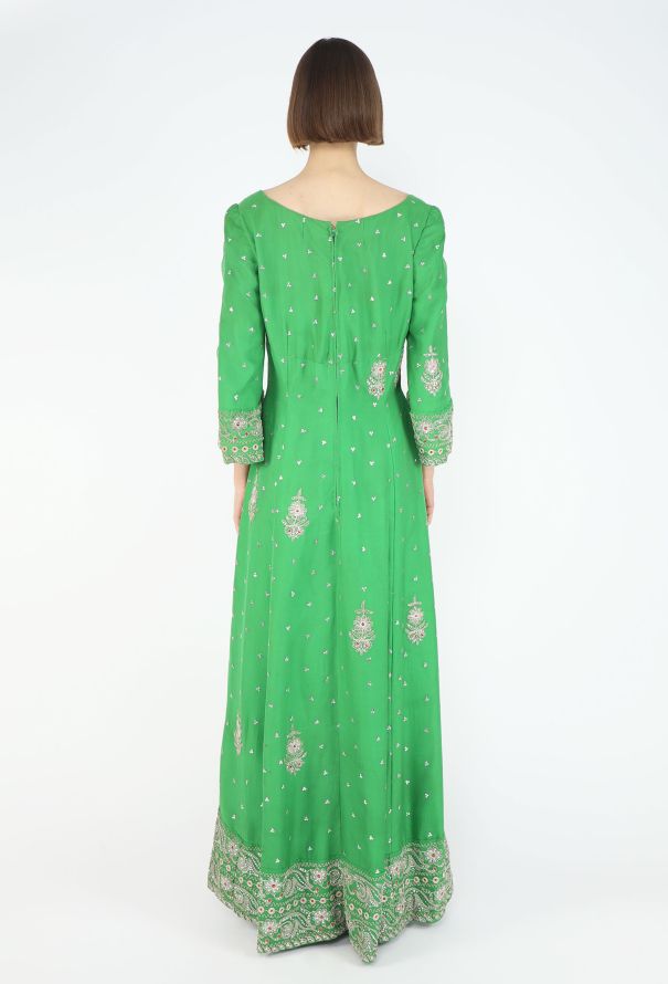 World Treasures '70s Authentic Embroidered Zardozi Silk Gown - 4