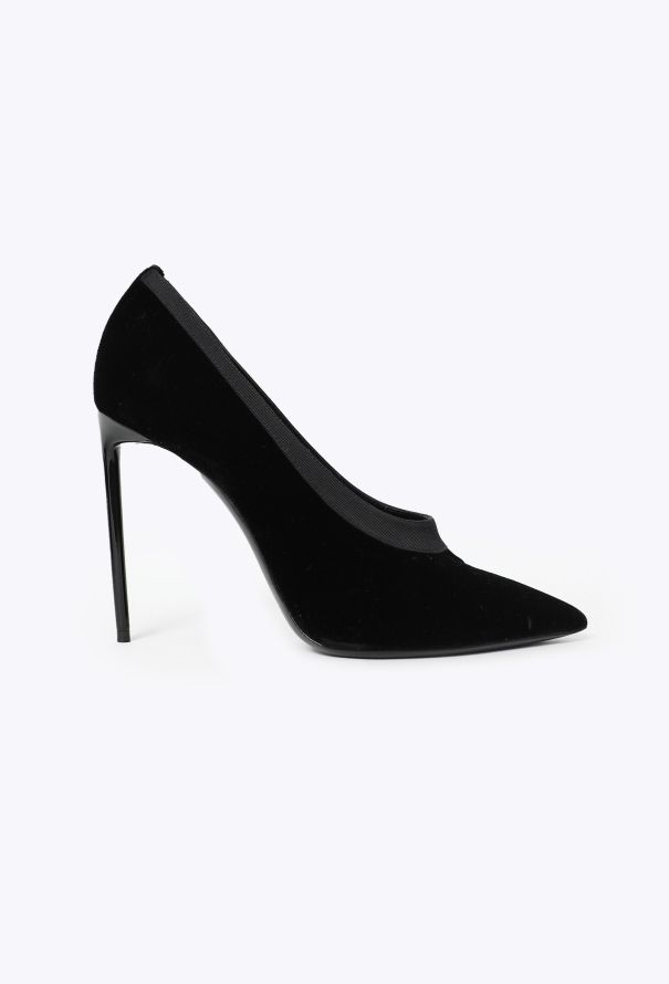 Saint Laurent Velour Grosgrain Trim Stilettos - 1