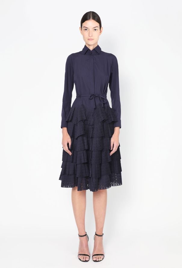 Alaïa Laser-Cut Ruffled Poplin Dress - 3 Alaïa Laser-Cut Ruffled Poplin Dress - 3