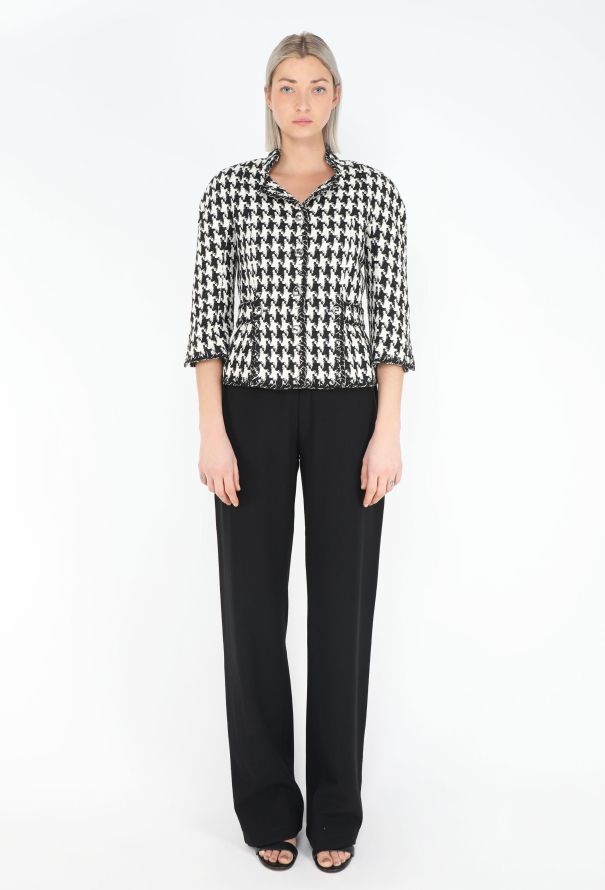 Chanel 2008 Houndstooth Tweed Jacket - 3