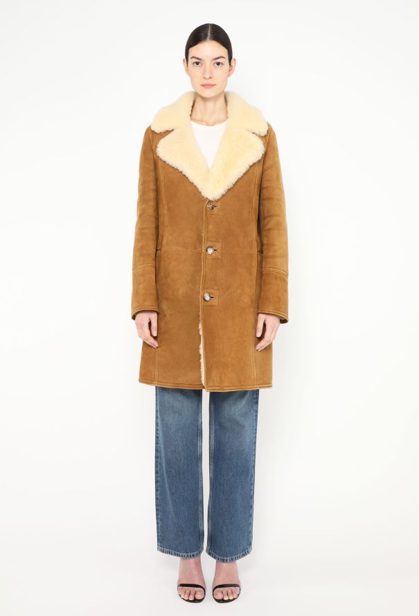 Céline 2019 Suede Shearling Lined Coat - 4 Céline 2019 Suede Shearling Lined Coat - 4