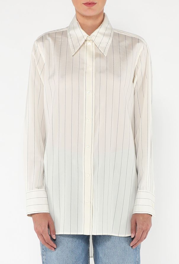 Céline Pinstripe Silk Shirt - 1