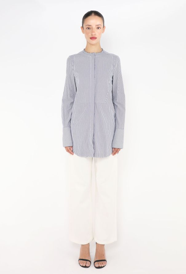 Céline Pinstripe Bib Tunic Shirt - 2 Céline Pinstripe Bib Tunic Shirt - 2