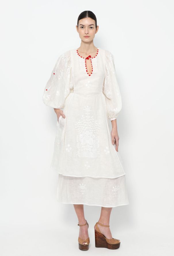Vita Kin Bohemian Embroidered Linen Kaftan - 1
