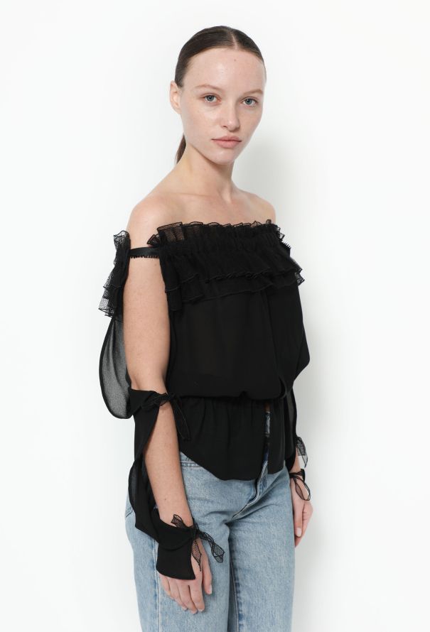 Saint Laurent F/W 2001 Ruffled Off-Shoulder Top - 5