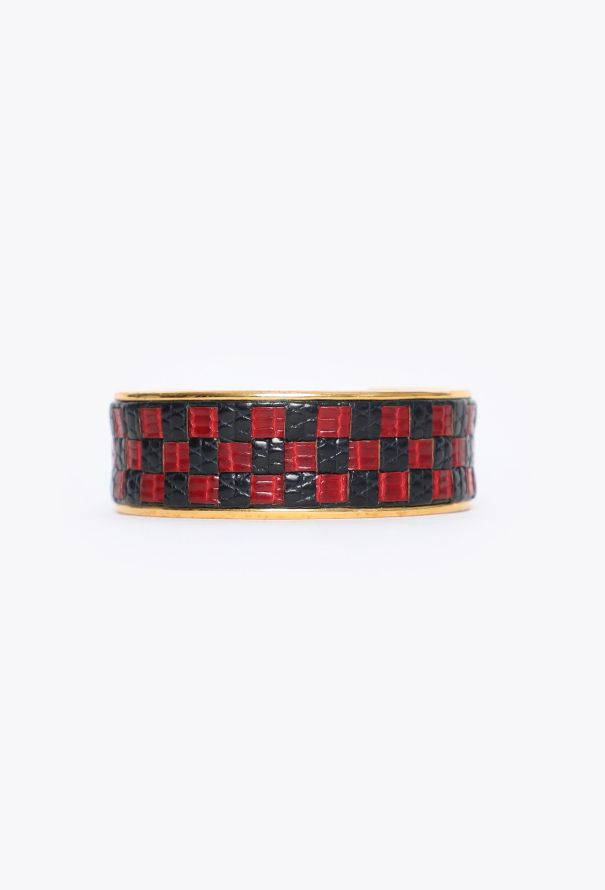 Hermès Vintage Checkered Leather Bracelet - 4