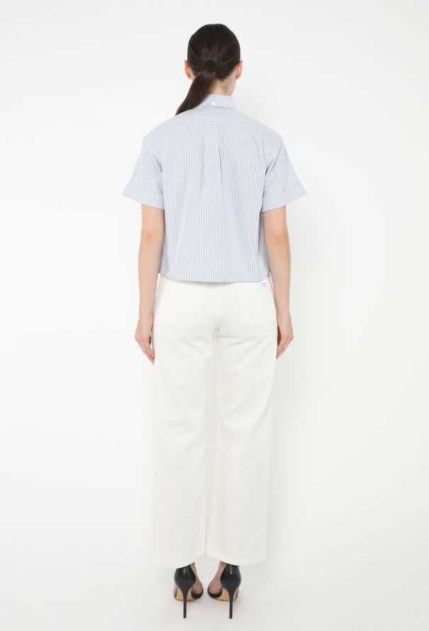 Prada 2022 Pinstripe Emblem Shirt - 4