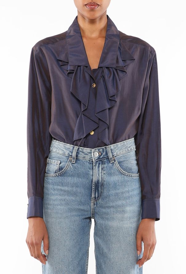 Chanel Vintage Silk Ruffled Blouse - 1