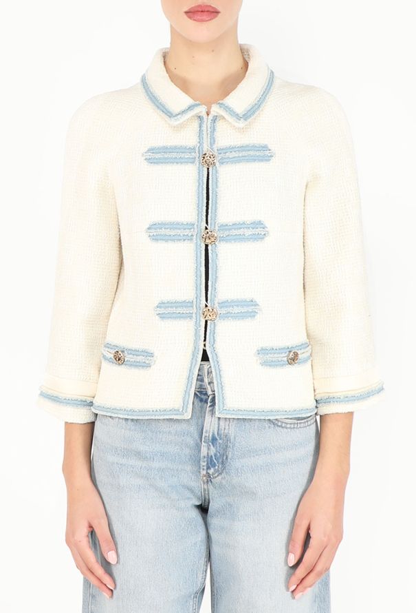 Chanel Spring 2007 Denim Trim Tweed Jacket - 2