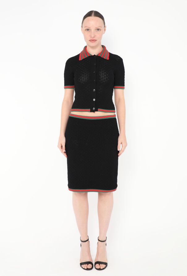 Gucci 2024 Piqué Stripe Skirt - 1