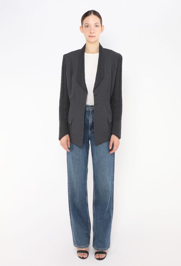 Thierry Mugler 1998 Cableknit Trim Hourglass Blazer - 5