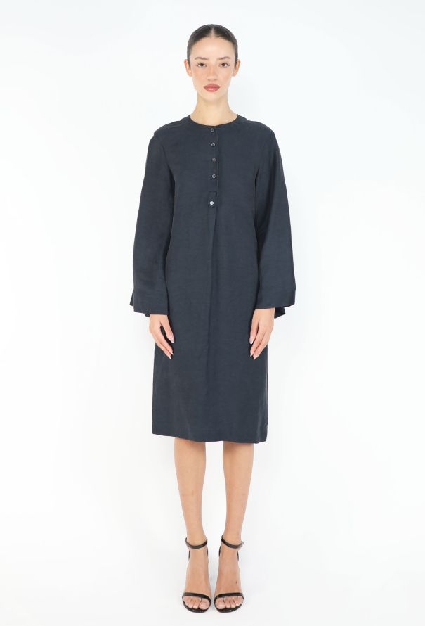 Céline Linen Collarless Tunic Dress - 1