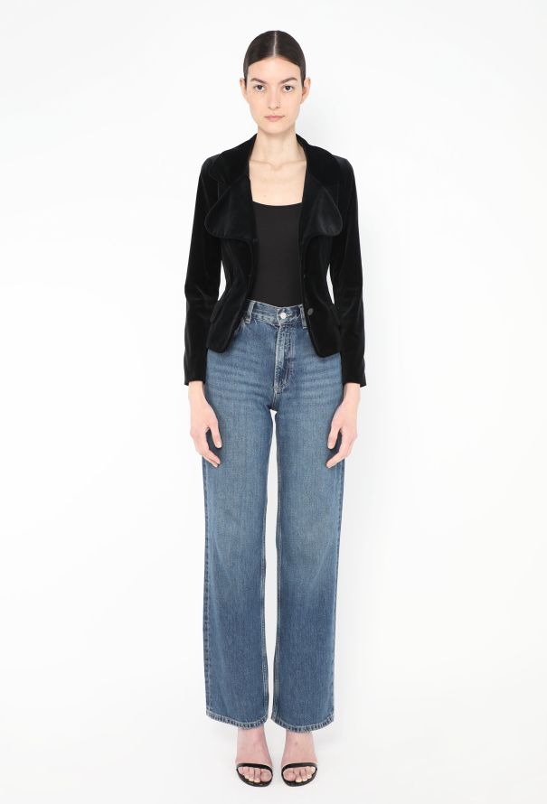 Chanel F/W 2005 Notched Velvet 'CC' Blazer - 4