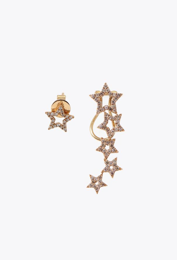 Modern Fine Jewelry Rosa de la Cruz 18k Yellow Gold & Diamond Star Earrings - 1