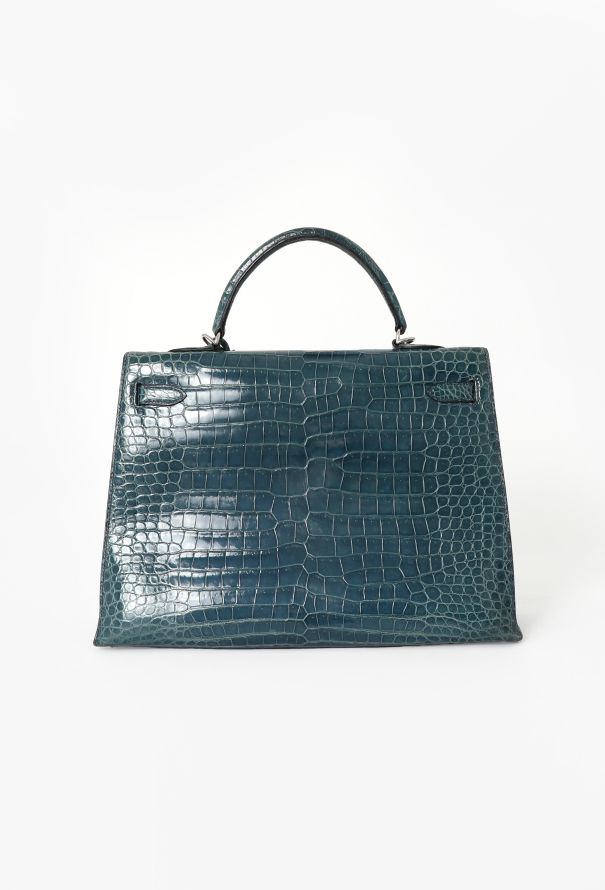 Hermès Blue Jean Porosus Kelly Sellier 35 - 7