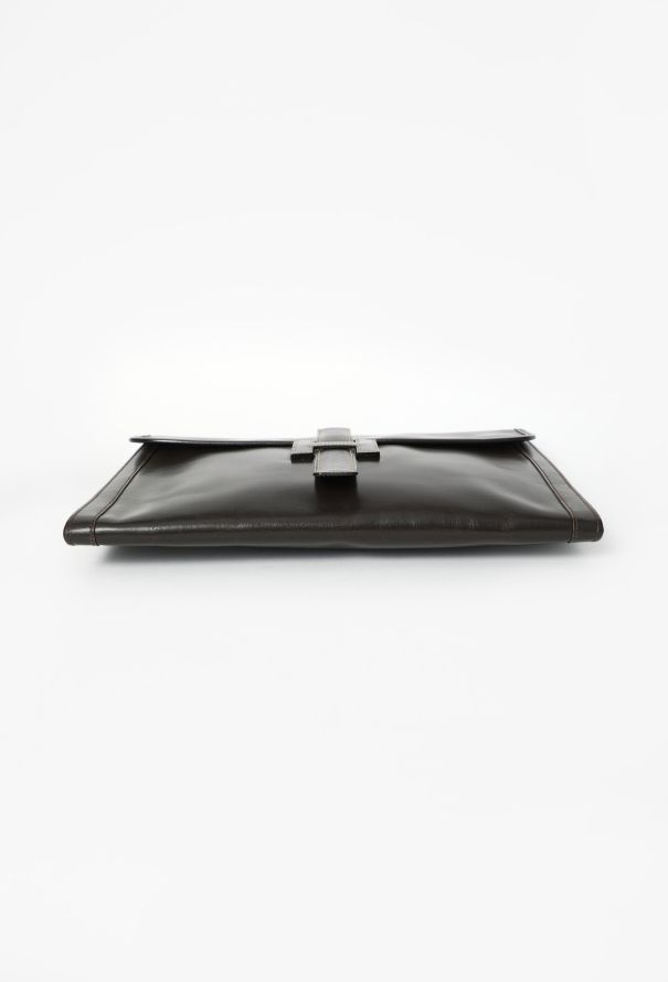 Hermès Vintage Brown Box Jige GM Clutch - 6
