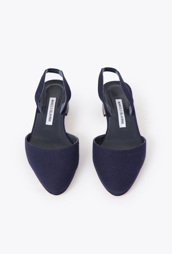 Manolo Blahnik 2017 Navy Aspro Slingbacks - 2