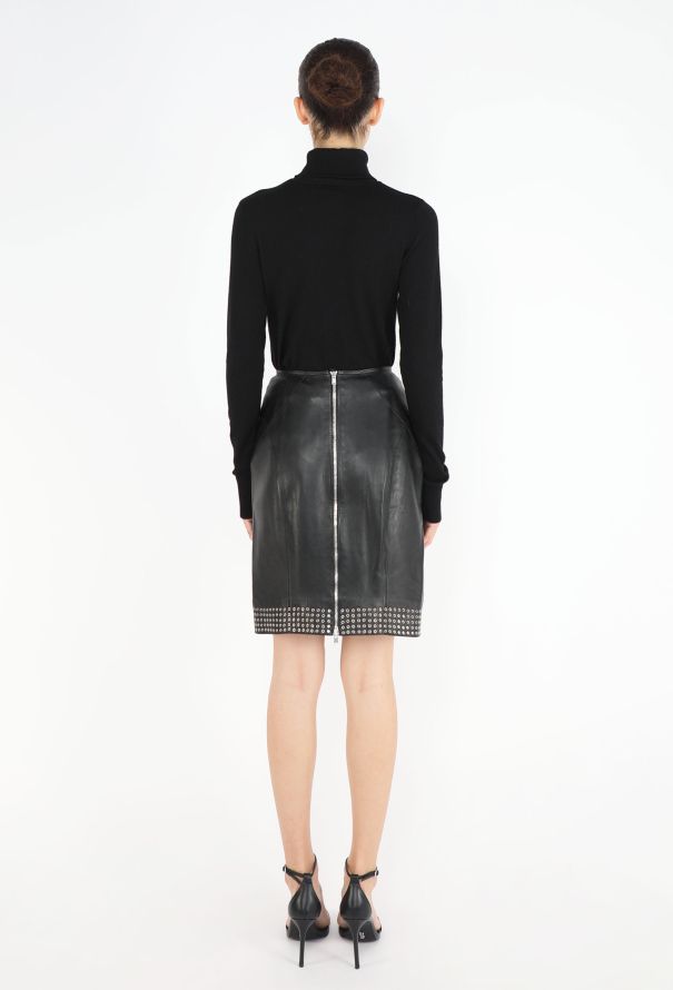 Alaïa Eyelet Trim Lambskin Skirt - 4
