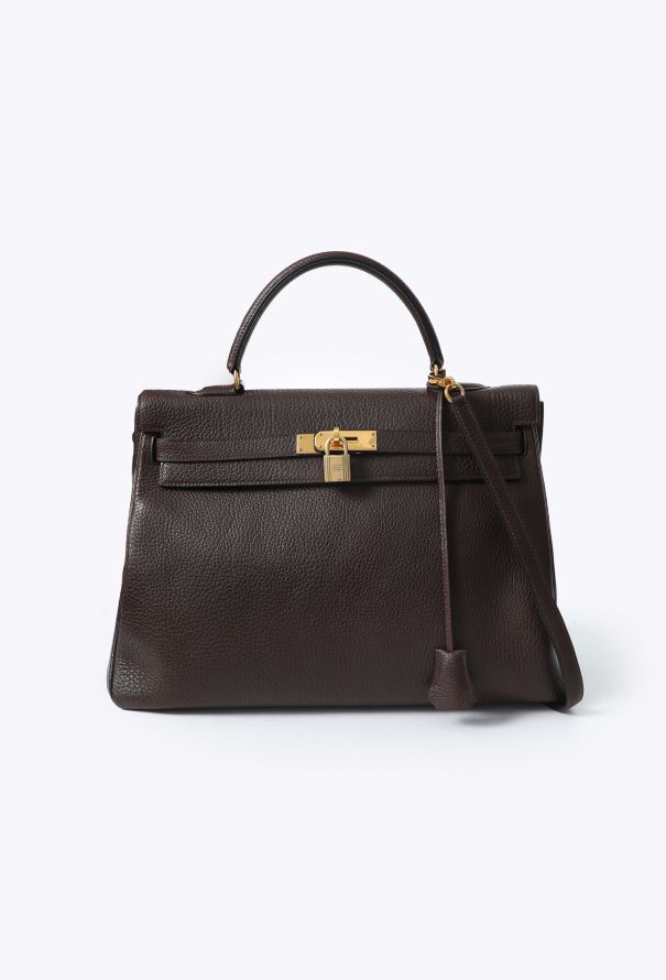 Hermès Vintage Marron Togo Kelly Retourné 35 - 4