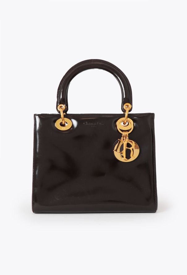 Dior Brown Patent Medium Lady Dior - 1