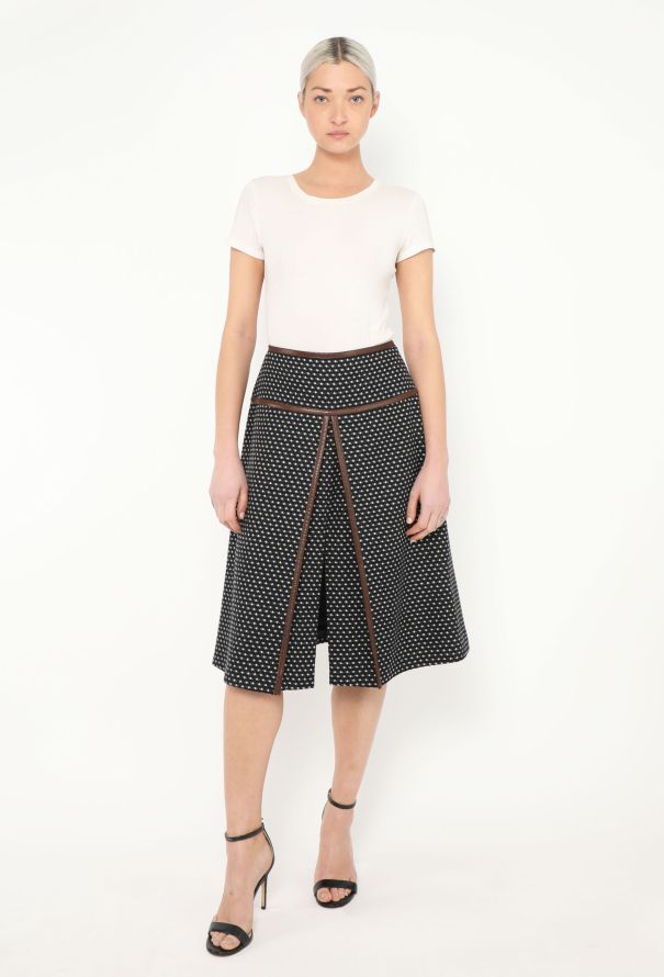 Prada 2014 Dotted Leather Trim Skirt - 1