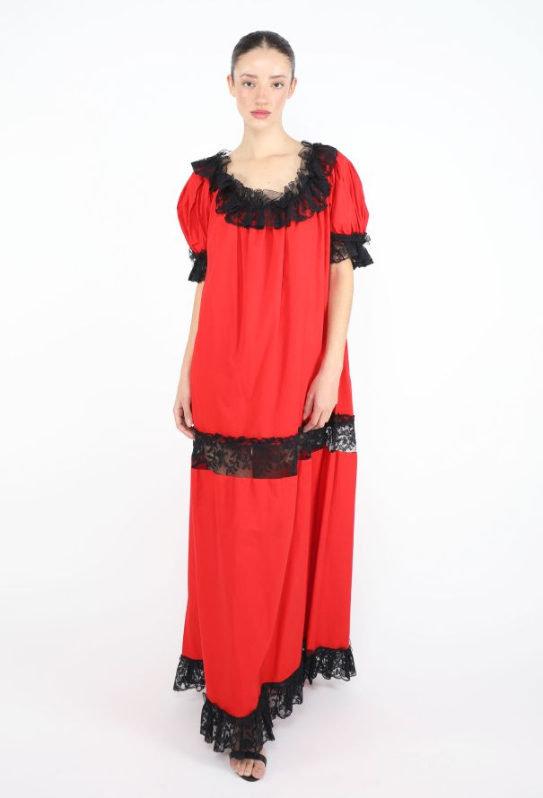 Saint Laurent STUNNING 1977 Chantilly Lace Gitane Dress - 2